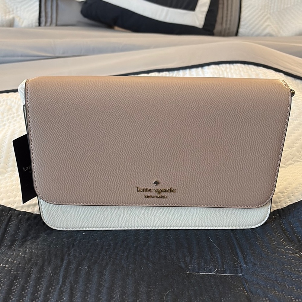 Kate Spade Tan and White Crossbody Bag